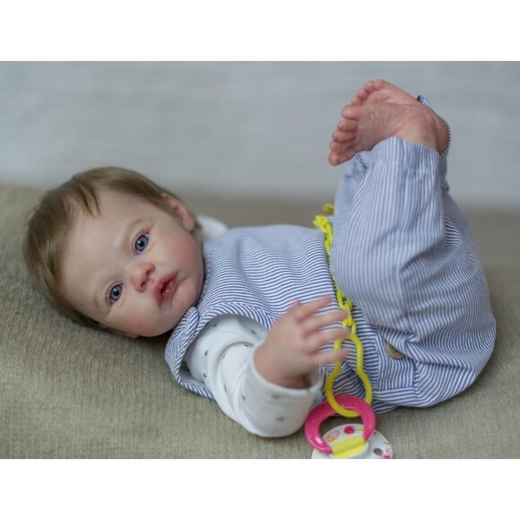 🆕18 inch Soft Vinyl Body Newborn Baby Doll Meadow Boy with Blue Eyes Baby - Picture 7 of 7